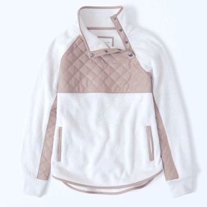 Abercrombie Quarter Snap Fleece (white and pink)
